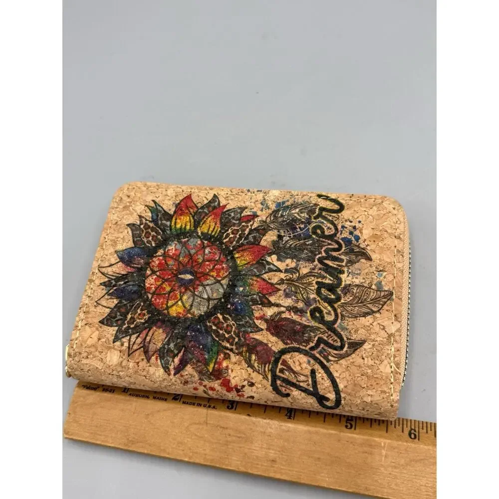 New Cork Zip Around Wallet Dreamcatcher Vegan Leather Boho Organizer